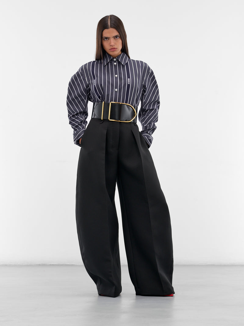 Black Striped Shirt Dress (DRW00686AW00494-STRIPES)