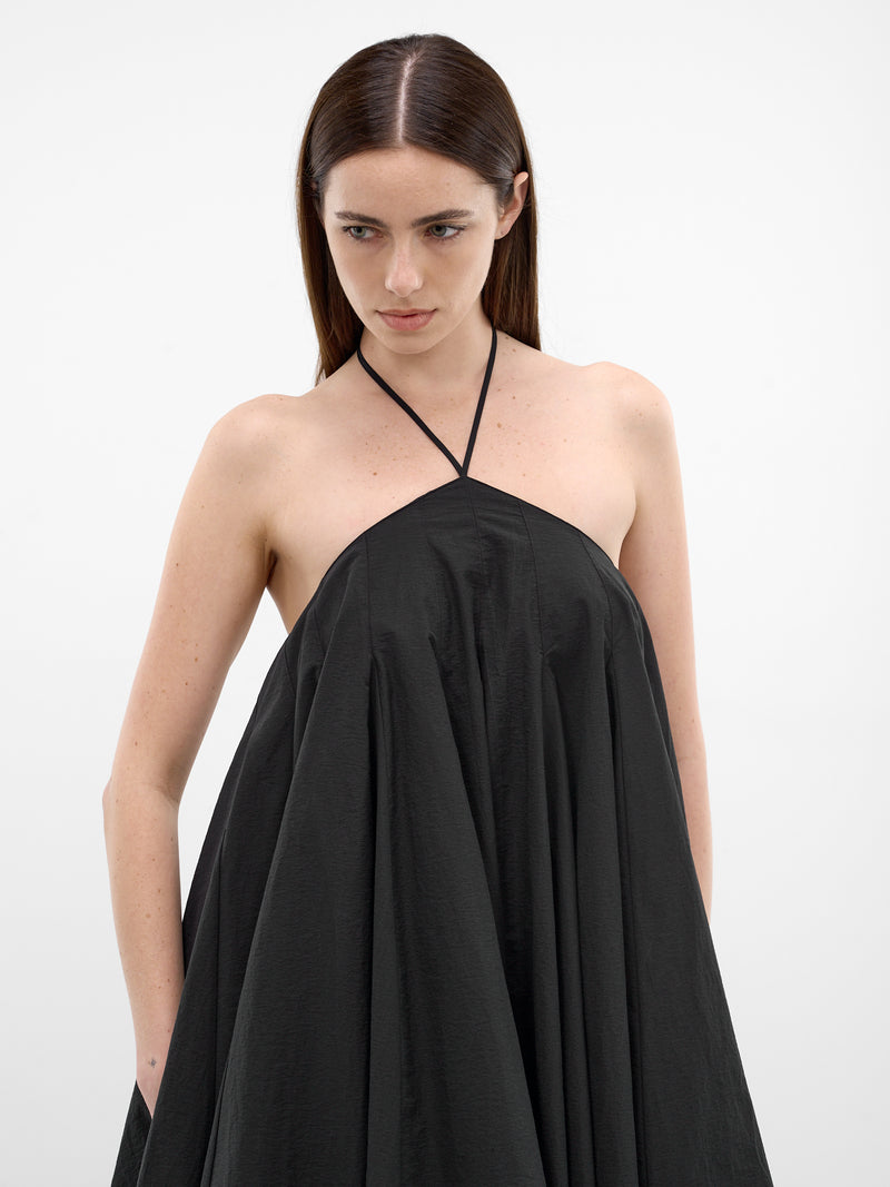 Black Draped Asymmetric Trapeze Dress (DRW00764AW00777-BLACK)