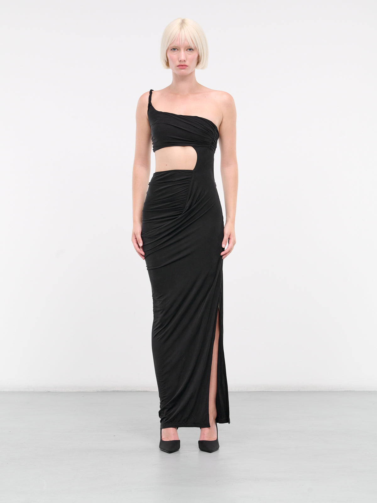 Cinched Asymmetric Dress (DS06C2BL900-BLACK)