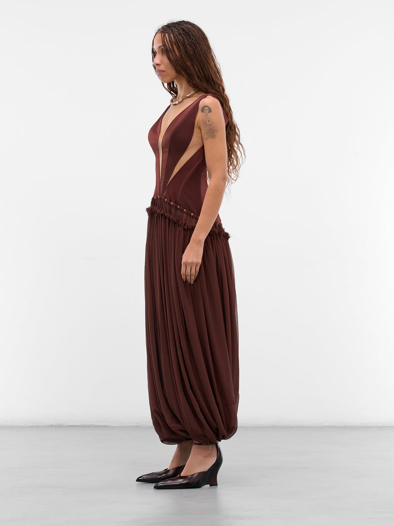 Burgundy Aladdin Paneled Bustier Dress (DS27T1BR450-REDDISH-BROWN)