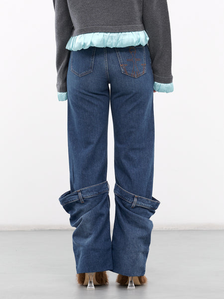 sizeadjust motif lace loose denim PT ブルー Distressed To Impress Cutoff Denim Shorts | Windsor