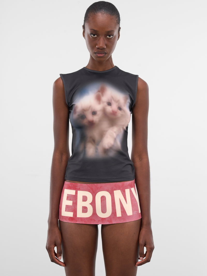 Black Double Kitty Graphic Tank (DOUBLE-KITTY-TOP-PRINT)