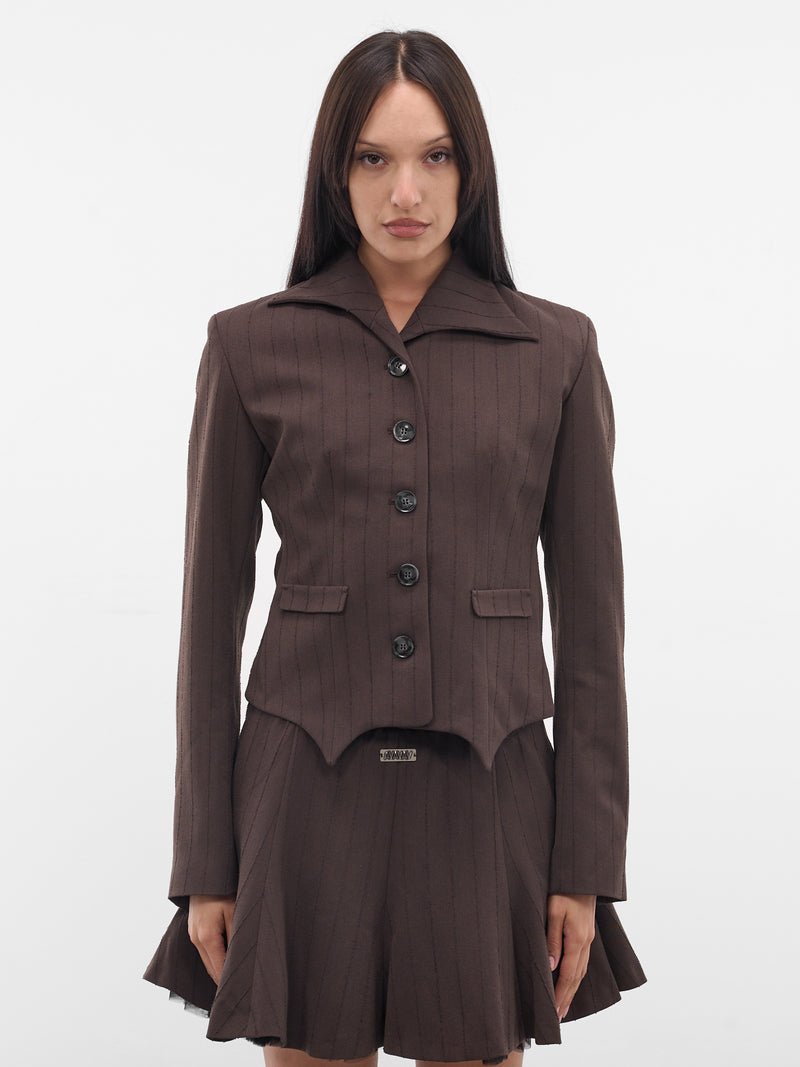 Brown Beate Pinstripe Blazer (E02002-BEATE-PINSTRIPE-BROWN)