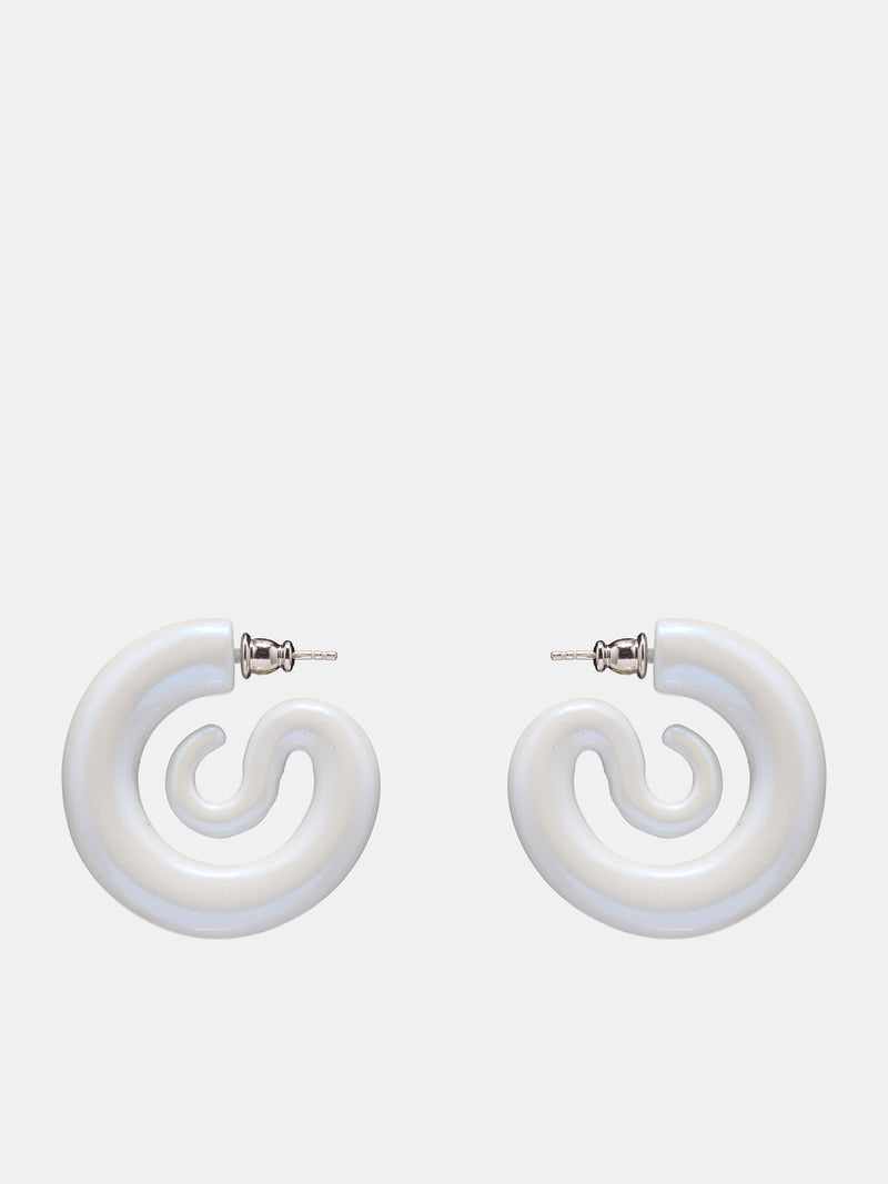 S Serpent Earrings (EA033-P-PEARL)