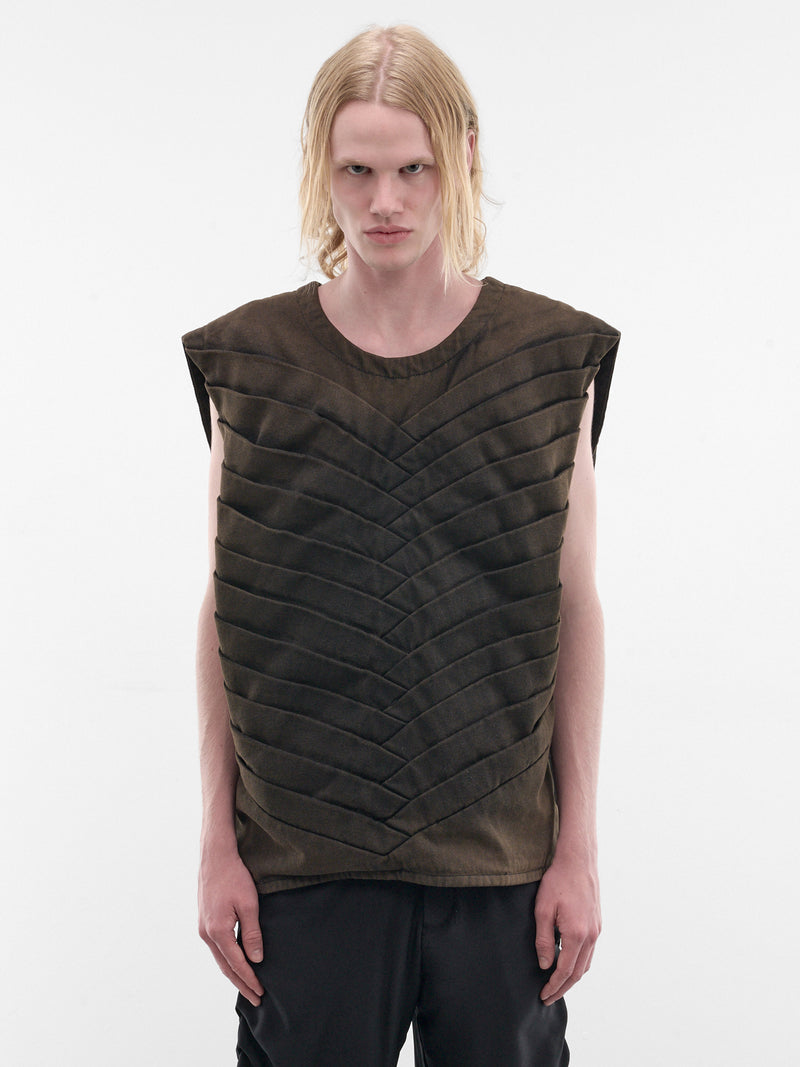 Brown Efímero Washed Denim Top (EFIMERO-TOP-BROWN-BLACK)