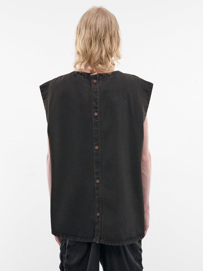 Brown Efímero Washed Denim Top (EFIMERO-TOP-BROWN-BLACK)