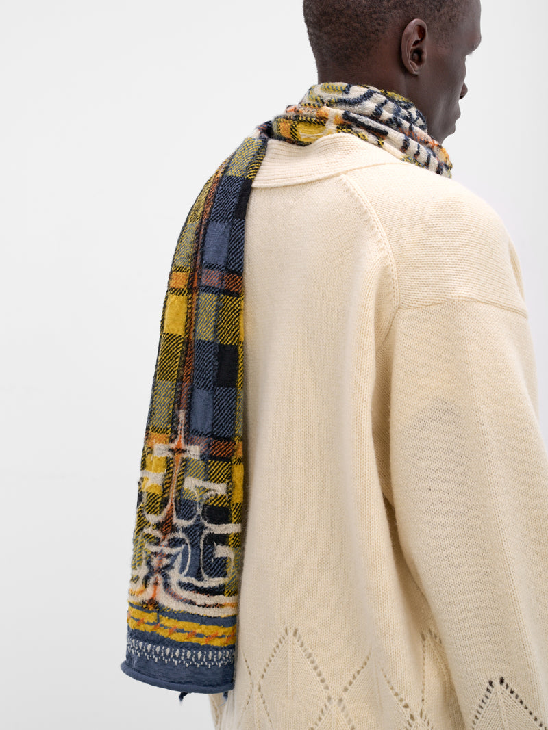 Happy Tartan Ainu Wool Scarf (EK-1466XM-BLUE)
