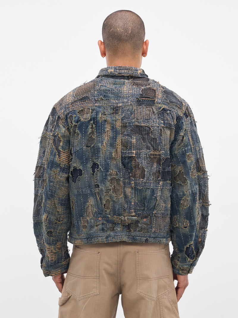 Indigo Boro Patchwork Trucker Jacket (EK-1549LJA-IDG-INDIGO)