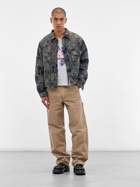 ジャケット・アウター CUTWORK EMBROIDERY JACKET Indigo Boro Patchwork Trucker Jacket (EK-1549LJA-IDG-INDIGO)