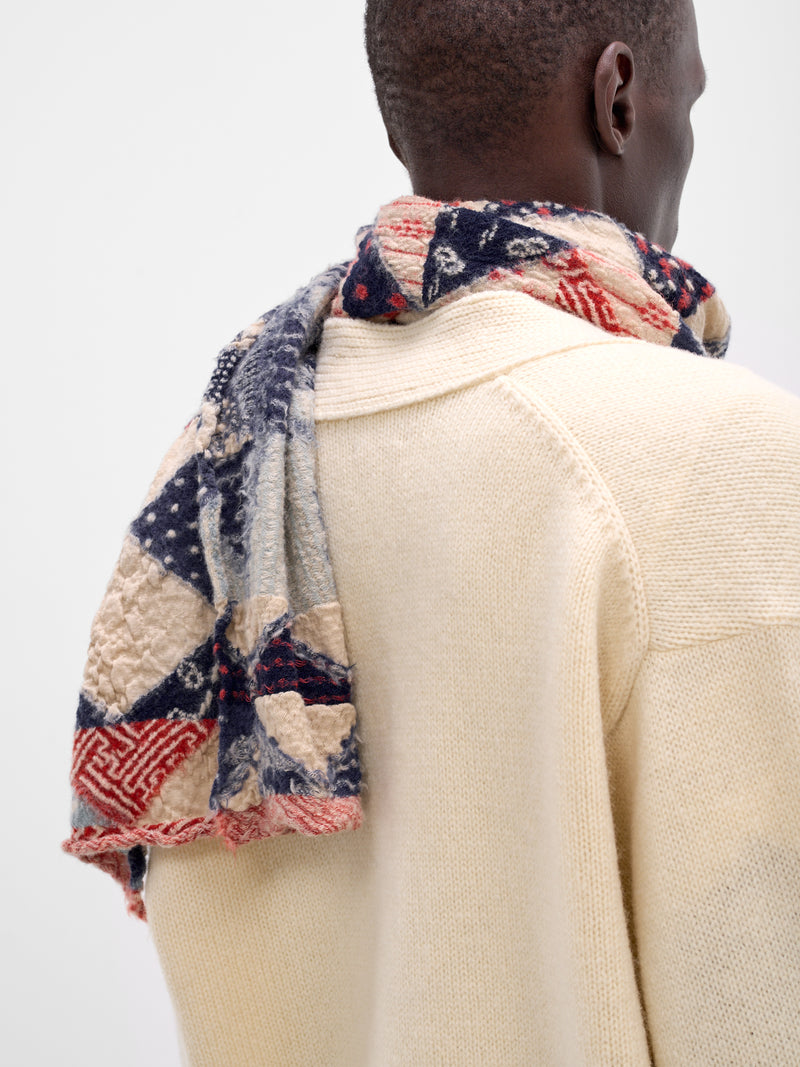 Happy Sashiko Wool Scarf (EK-1850XM-ECRU)