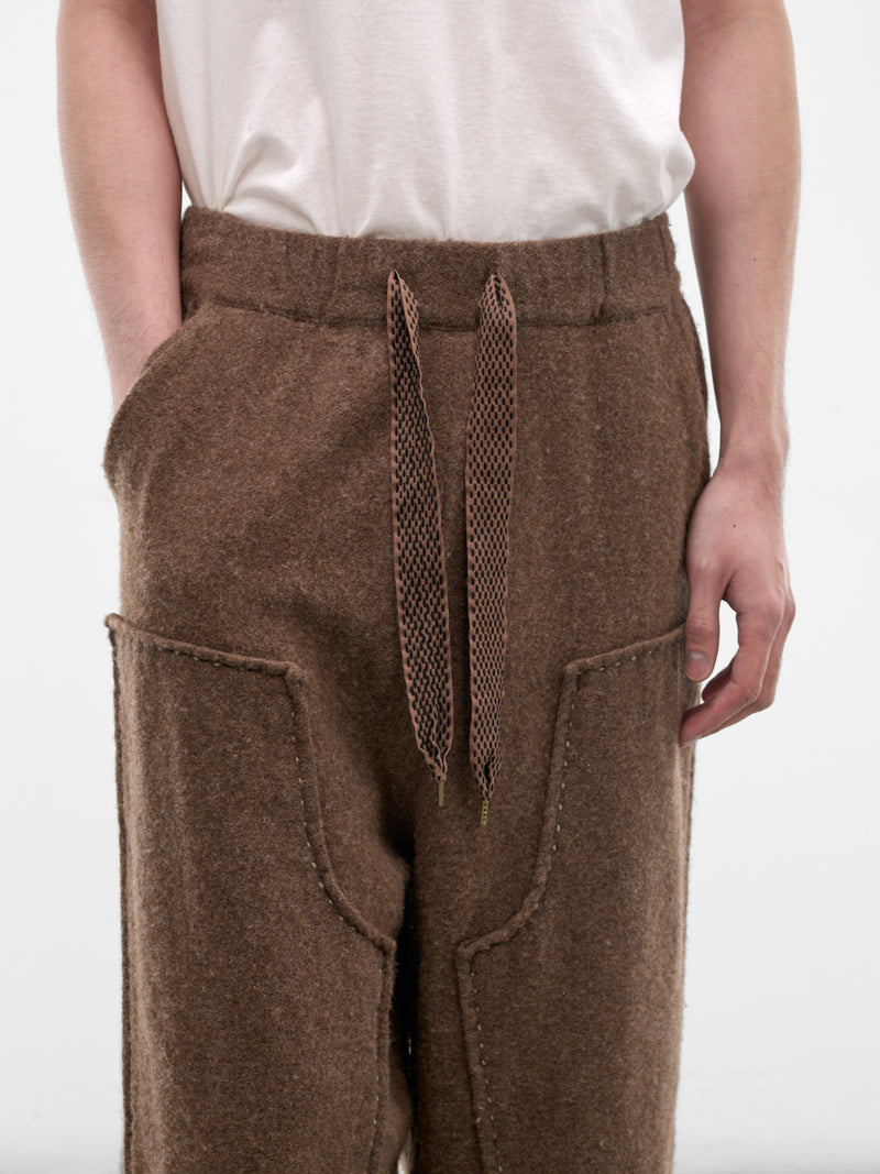 Brown Drawstring Knee Paneled Trousers (EK-1852LP-BROWN)