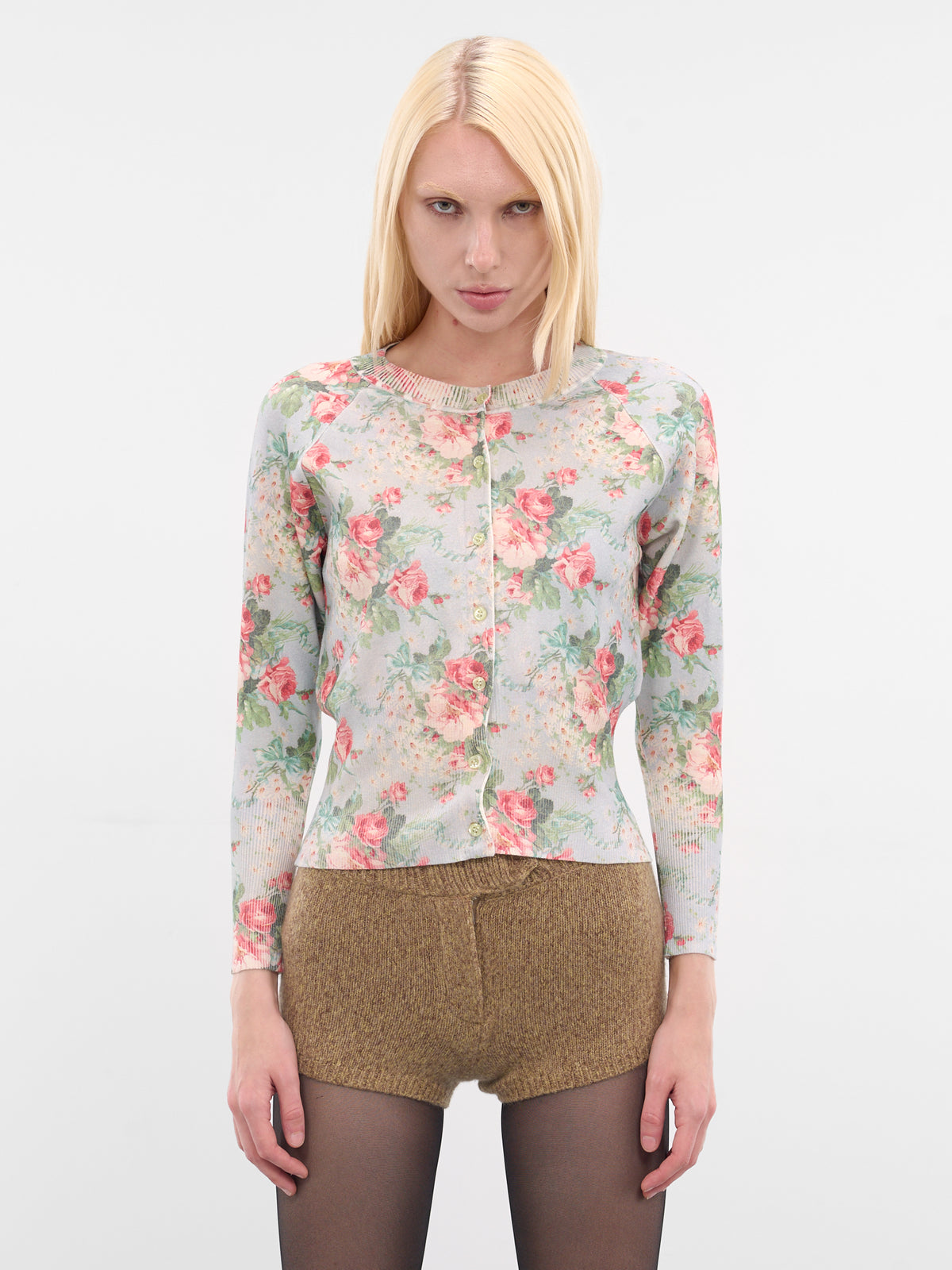 Blue Floral Print Cropped Cardigan (EMK1P-0668-FLORAL-BABY-BOUQUET)