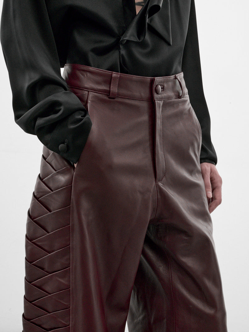 Encuentros Burgundy Leather Pants (ENCUENTROS-PANTS-BURGUNDY)