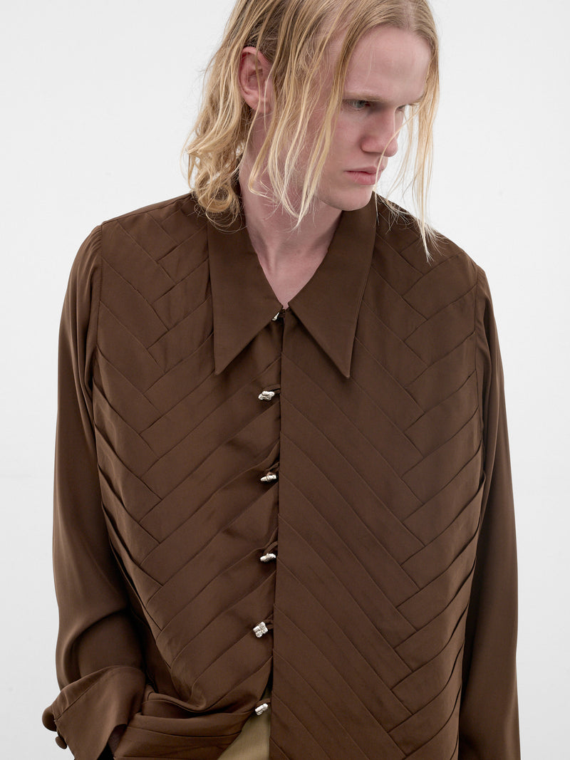 Brown Encuentros Interwoven Silk Shirt (ENCUENTROS-SHIRT-BROWN)