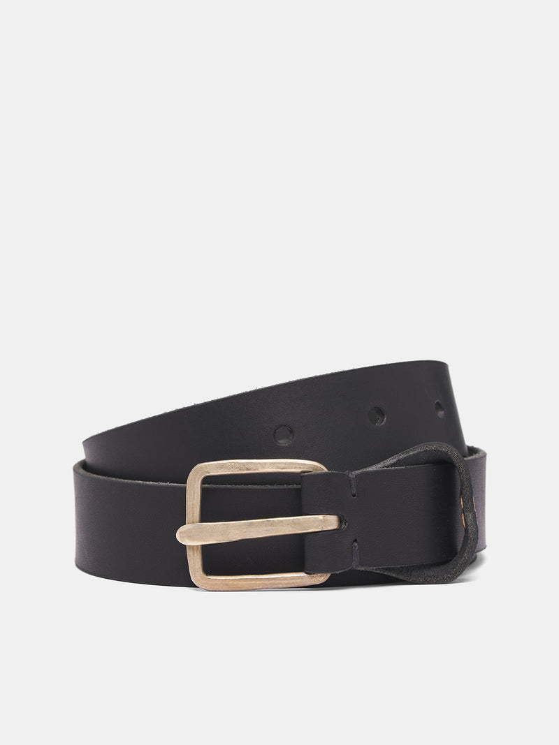 Black Leather Q Buckle Belt (EQ1D-GR-3-0-BLACK)