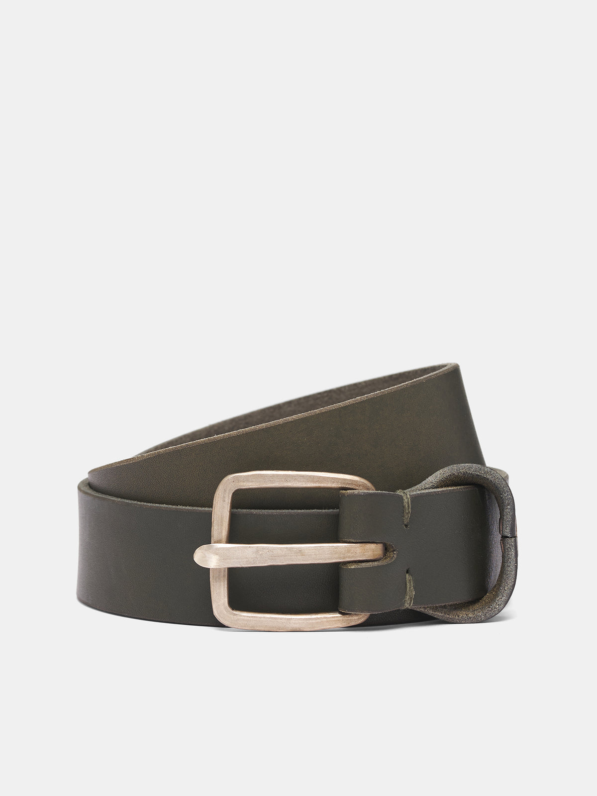 Green Leather Q Buckle Belt (EQ1D-SPL-3-0-MILITARY-GREEN)