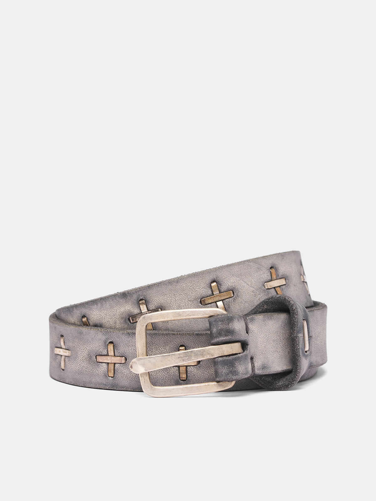 Gray '+' Staple Leather Belt (EQ2C-GR-3-0-CARBON)