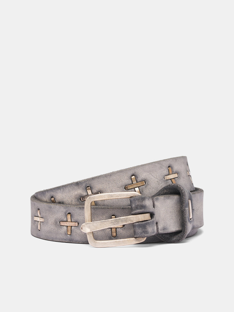 Gray '+' Staple Leather Belt (EQ2C-GR-3-0-CARBON)