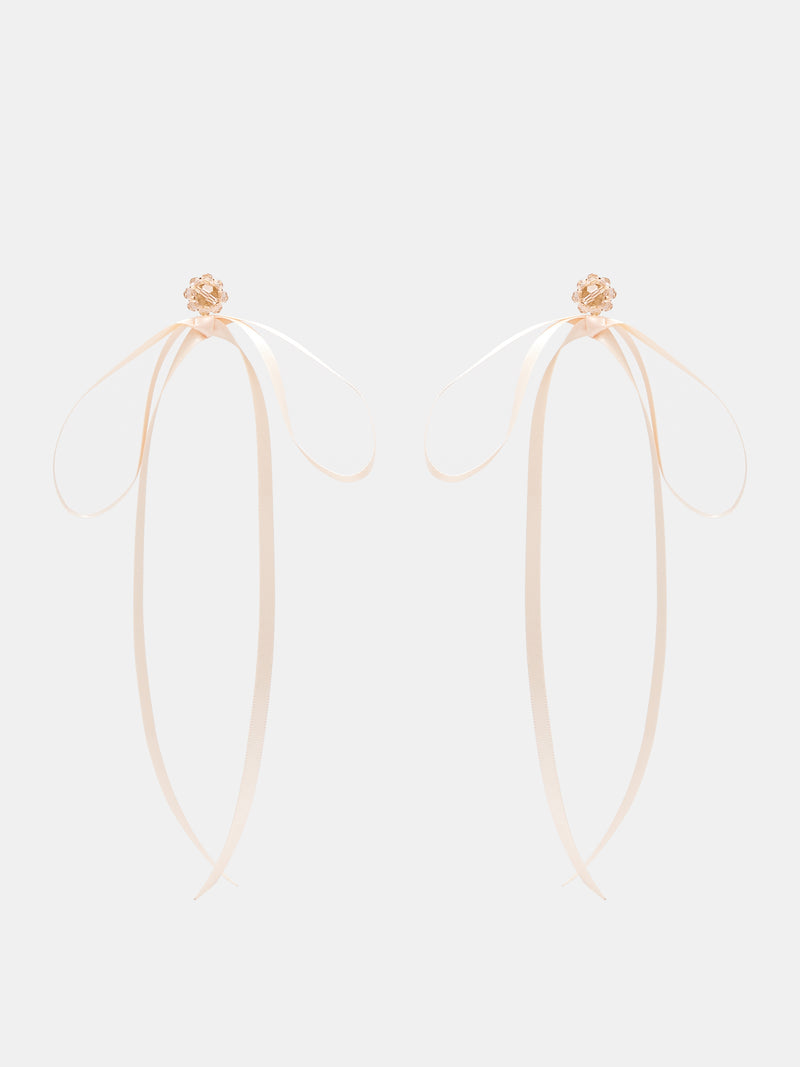 Bow Ribbon Stud Earrings (ERG389-0903-NUDE-ROSE)