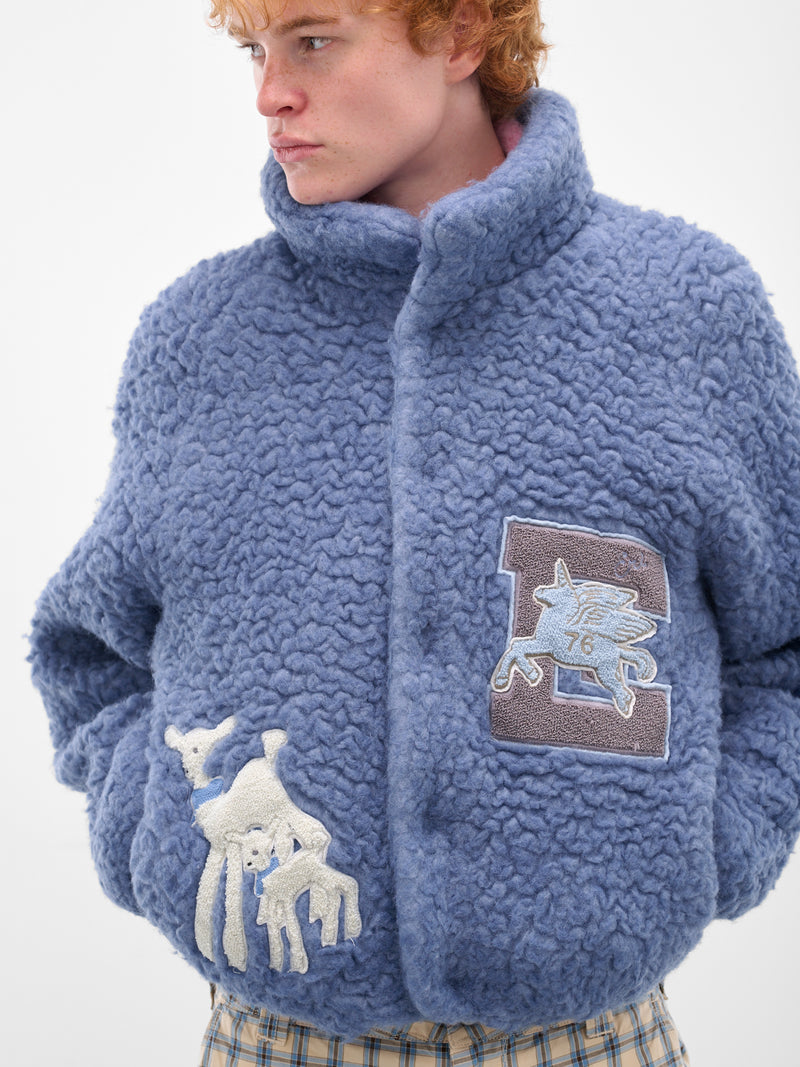 Blue Oversized Varsity Shearling Jacket (ERL11J004-BLUE)