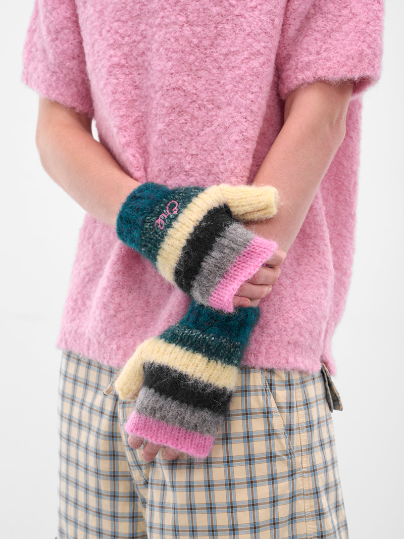 Multi-Color Stripe Knit Mittens (ERL11K129-MULTI)