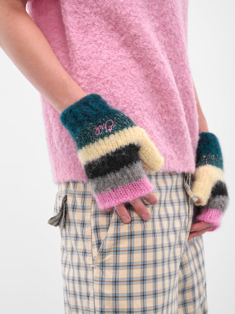 Multi-Color Stripe Knit Mittens (ERL11K129-MULTI)