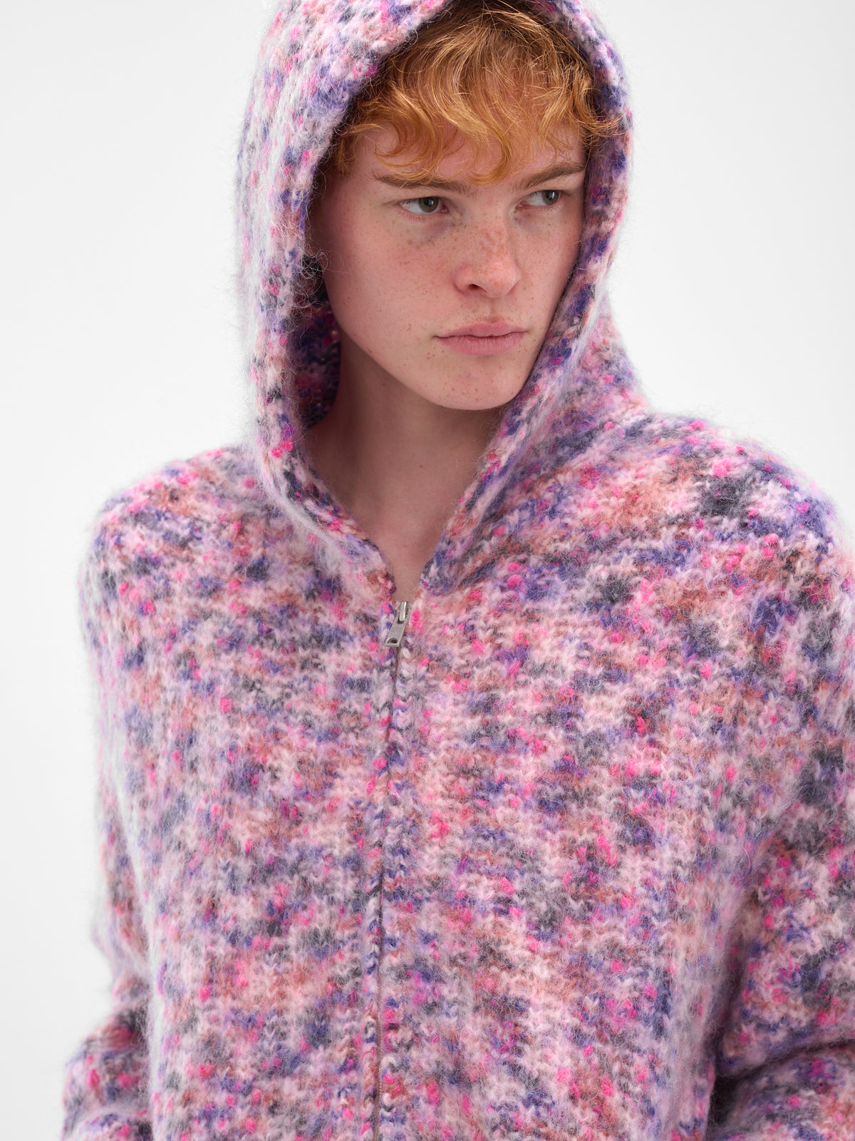 Pink Wool-Mohair Zip Hoodie (ERL11N001-PINK)