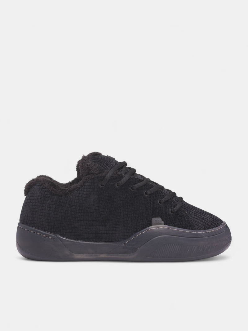 Black Corduroy Skater Vamp Sneakers (ERL11SH01-PIRATE-BLACK)
