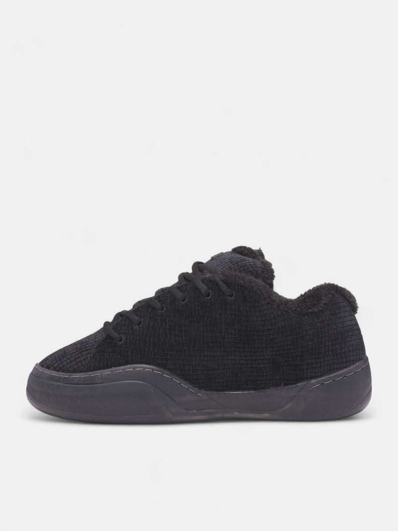 Black Corduroy Skater Vamp Sneakers (ERL11SH01-PIRATE-BLACK)