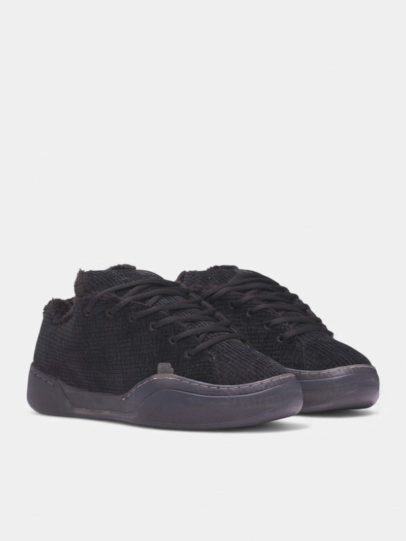 Black Corduroy Skater Vamp Sneakers (ERL11SH01-PIRATE-BLACK)