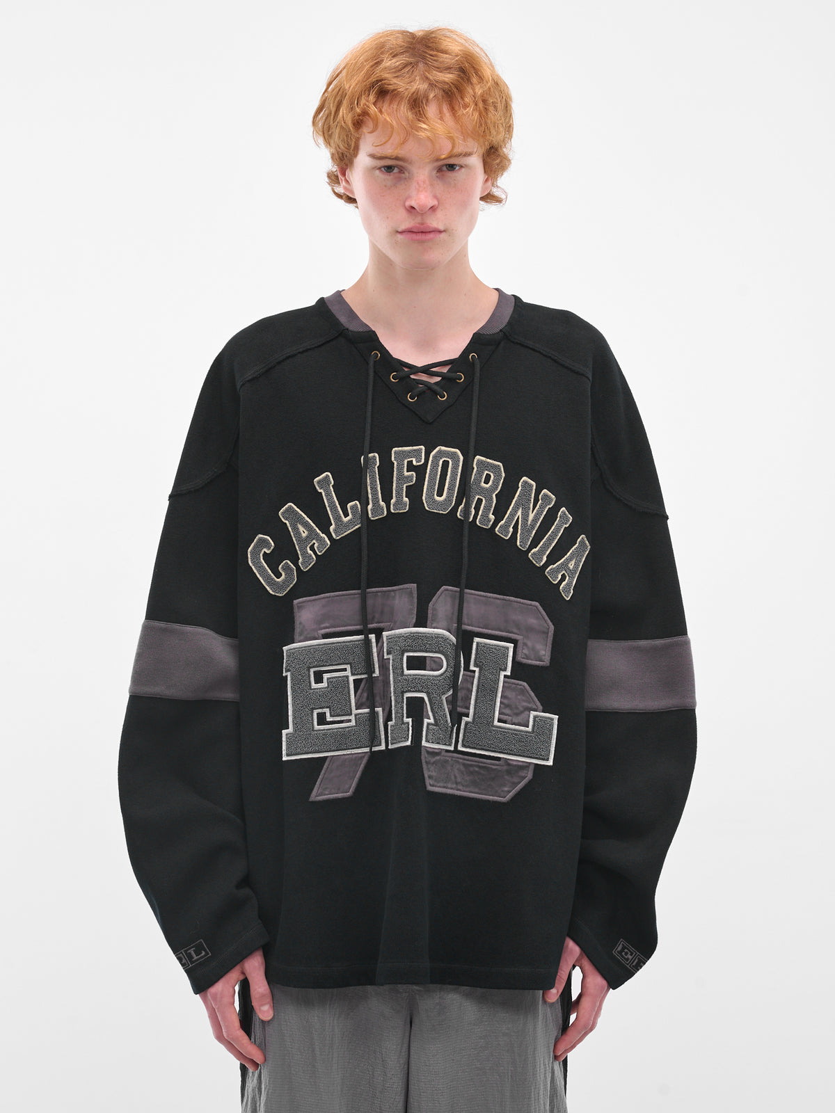 Black Embroidered Hockey Jersey Sweater (ERL11T012-BLACK)