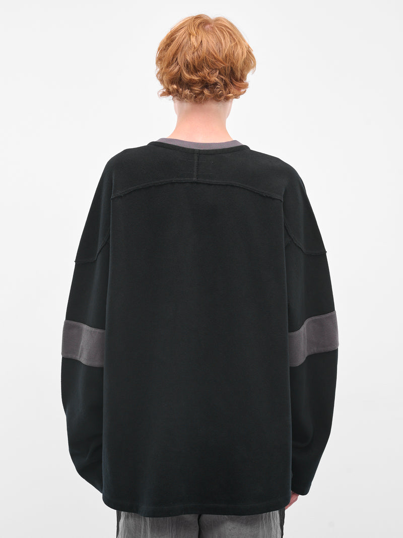 Black Embroidered Hockey Jersey Sweater (ERL11T012-BLACK)