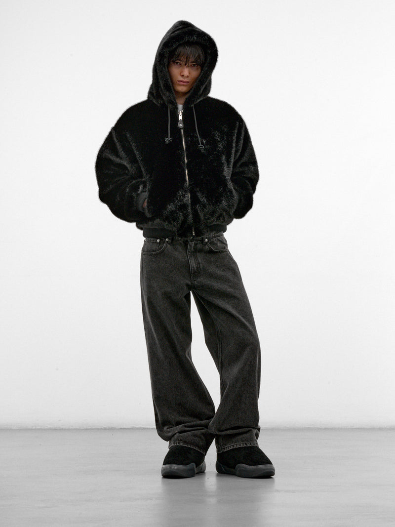 Black Faux Fur Reversible Jacket (ERL13J003-1-BLACK)