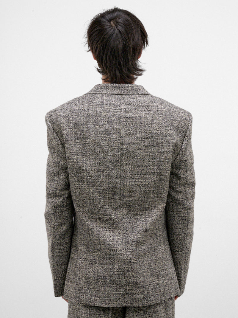 Gray Wool Tweed Blazer (ERL13J011-1-BLACK-WHITE)