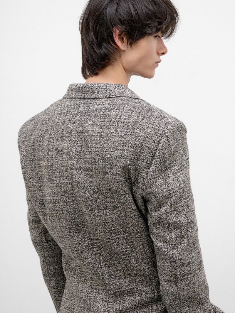 Gray Wool Tweed Blazer (ERL13J011-1-BLACK-WHITE)