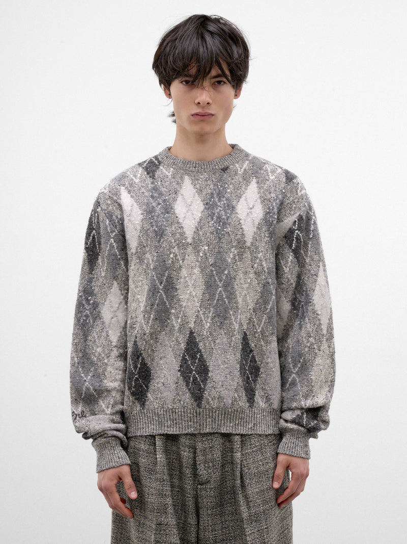 Gray Argyle Knit Sweater (ERL13N008-1-GREY)