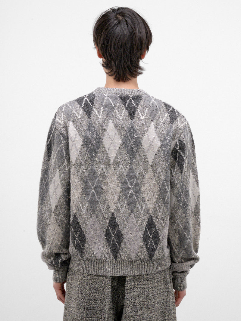 Gray Argyle Knit Sweater (ERL13N008-1-GREY)