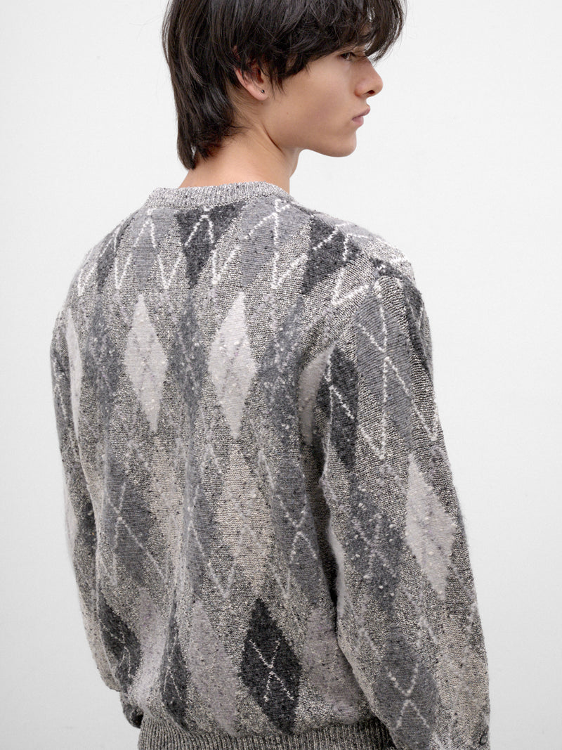Gray Argyle Knit Sweater (ERL13N008-1-GREY)