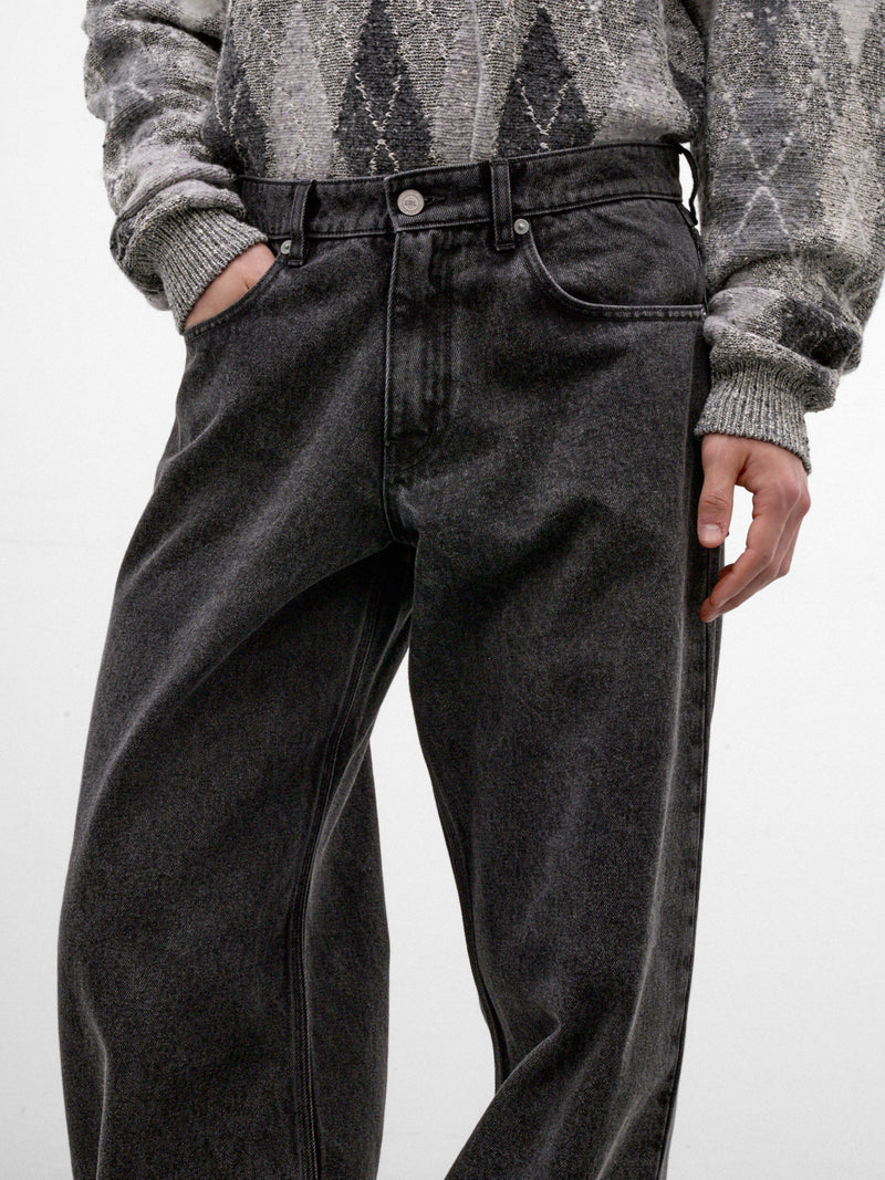 Black Denim Straight Leg Jeans (ERL13P015-1-BLACK)