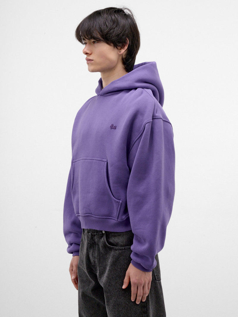 Purple Cotton Cropped Boxy Hoodie (ERL13T021-1-PURPLE)