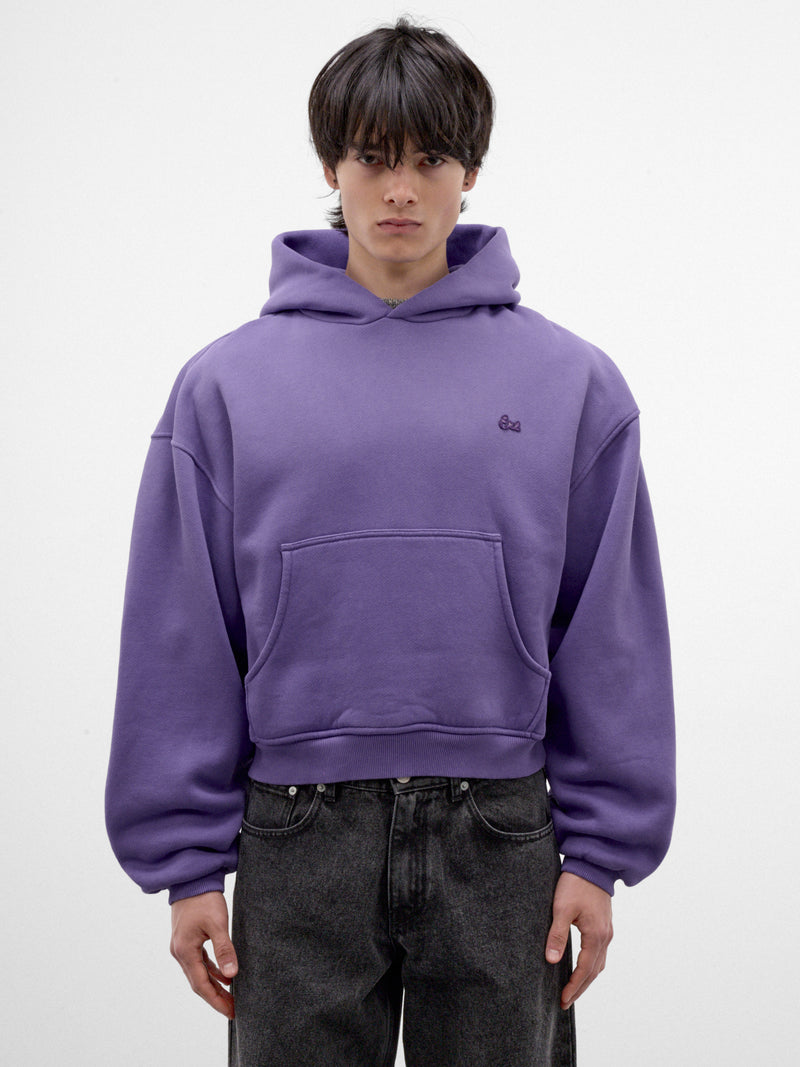 Purple Cotton Cropped Boxy Hoodie (ERL13T021-1-PURPLE)