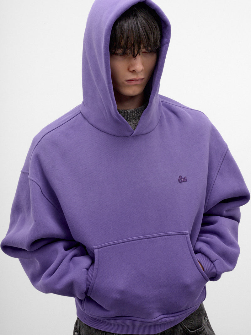 Purple Cotton Cropped Boxy Hoodie (ERL13T021-1-PURPLE)