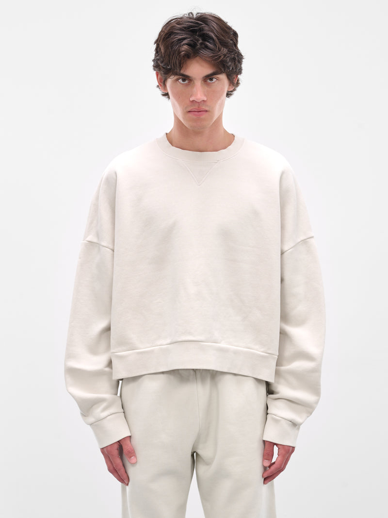 White Boxy Long Sleeve Crewneck (ES2126-RICE)