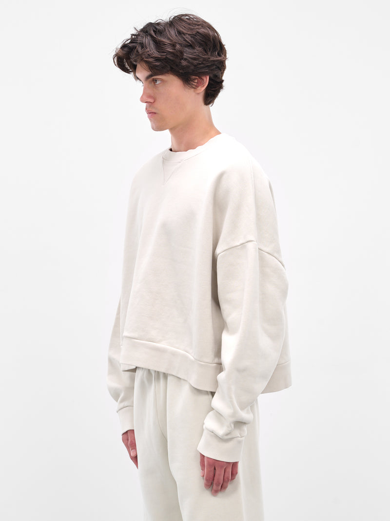 White Boxy Long Sleeve Crewneck (ES2126-RICE)