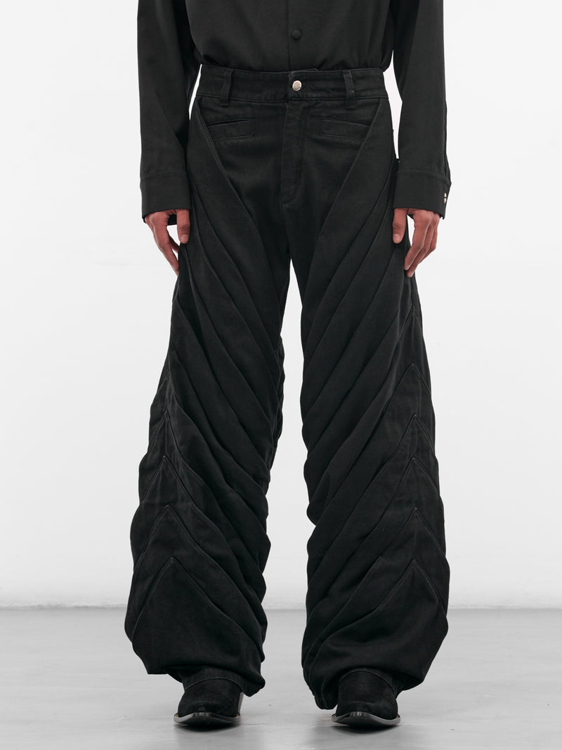 Black Escultura Pleated Denim Pants (ESCULTURA-PANTS-BLACK)