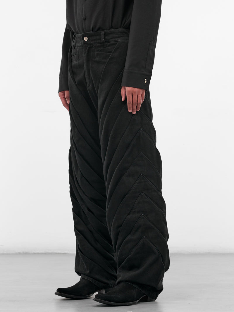 Black Escultura Pleated Denim Pants (ESCULTURA-PANTS-BLACK)