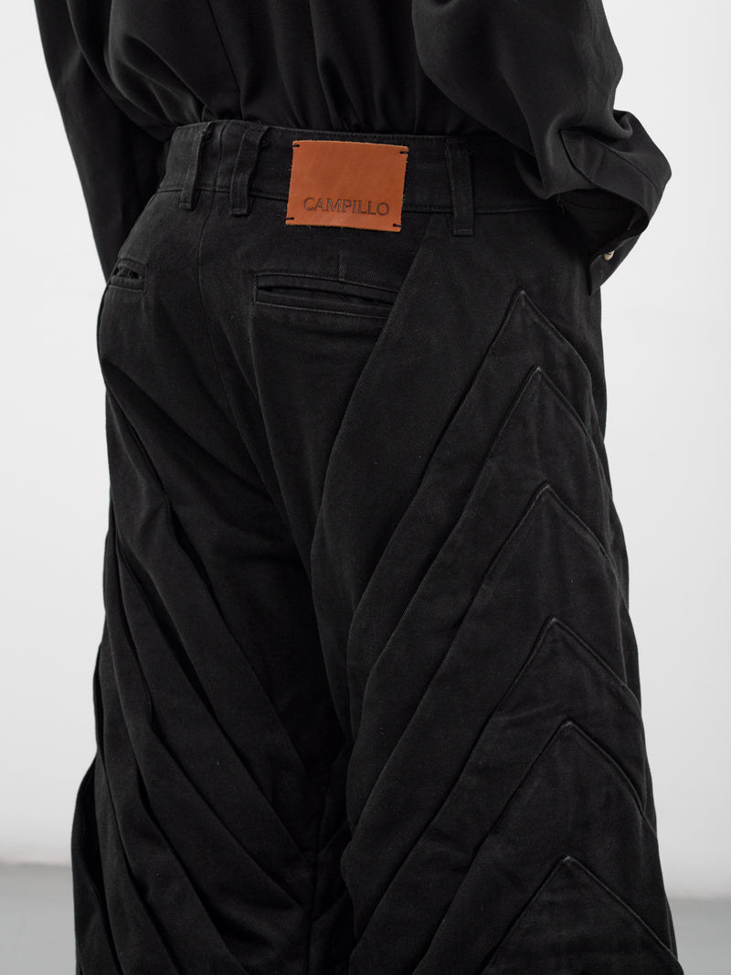 Black Escultura Pleated Denim Pants (ESCULTURA-PANTS-BLACK)