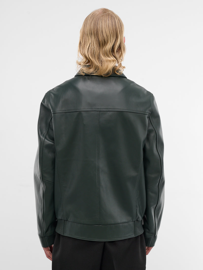 Black Leather Moto Jacket (ESSS26JA02247-CYPRESS)