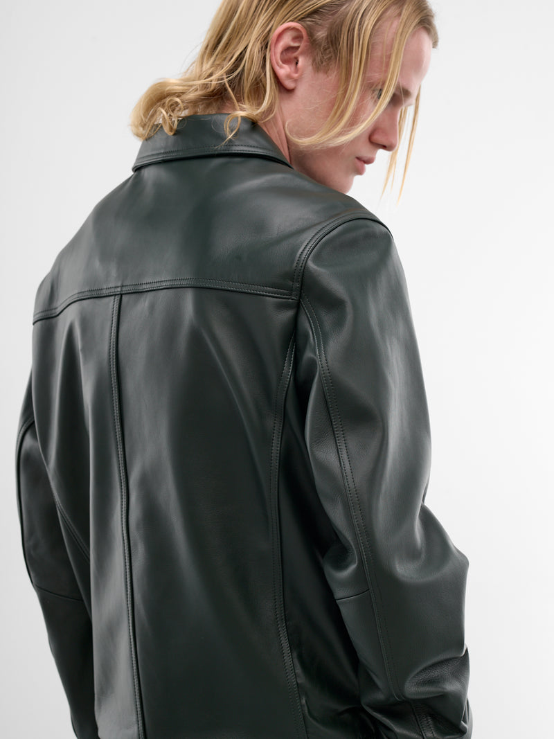 Black Leather Moto Jacket (ESSS26JA02247-CYPRESS)