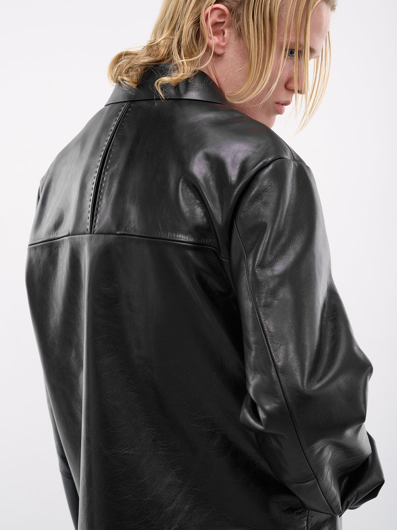 Black Leather Zip Jacket (ESSS26JA01247-BLACK)